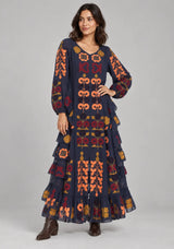 ibBan Printed Cotton Maxi Dress with Ruffle Details - Zara