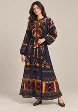 ibBanEmbroidered Cotton Maxi Dress with Tassel Tie - Hami