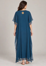 ibBan Women’s Hand Embroidered Georgette Kaftan Dress -Zarnish