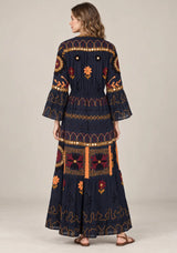 ibBan Embroidered Cotton Long Tunic with Tassel Tie - Hami