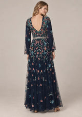 ibBan Women’s  Long Dress with Hand Embroidery - Aabish