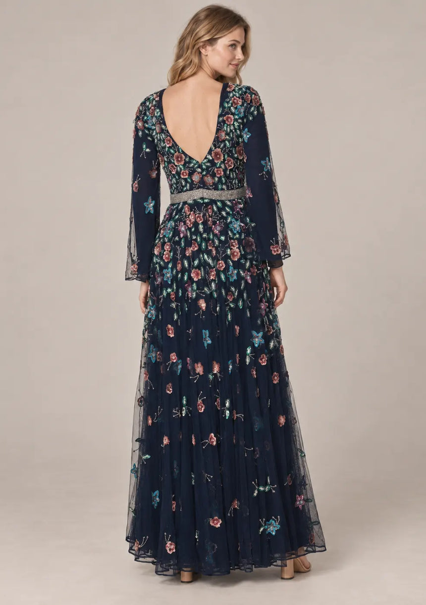 ibBan Women’s  Long Dress with Hand Embroidery - Aabish