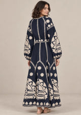 ibBan Floral Print Cotton Maxi Dress with Tassel Tie - Ayat