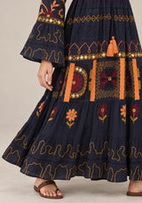 ibBan Embroidered Cotton Long Tunic with Tassel Tie - Hami