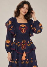 ibBan Printed Cotton Long Dress with Ruffle - Sona