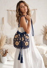 ibBan Floral Embellished Canvas Bucket Bag - Johri