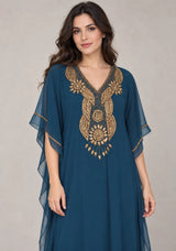 ibBan Women’s Hand Embroidered Georgette Kaftan Dress -Zarnish