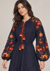 ibBan Floral Embroidered Cotton Maxi Dress with Tassel Tie - Gypsy