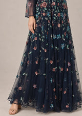 ibBan Women’s  Long Dress with Hand Embroidery - Aabish