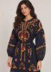 ibBanEmbroidered Cotton Maxi Dress with Tassel Tie - Hami