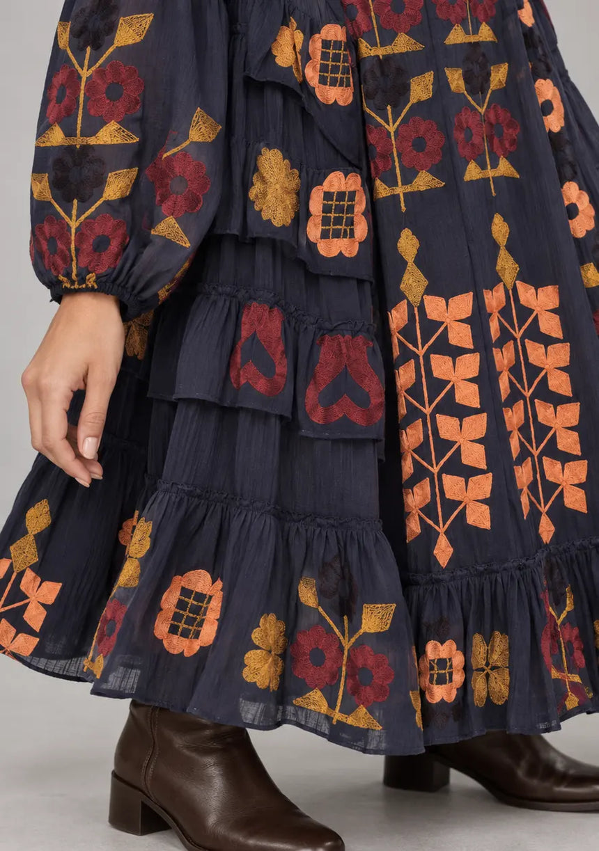 ibBan Printed Cotton Maxi Dress with Ruffle Details - Zara