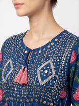 ibBan Floral Cotton Maxi Dress with Bell Sleeves - Jumani