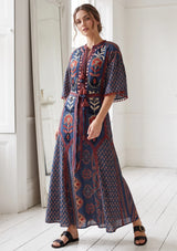 ibBan Women’s Printed Cotton  Long Dress One Size -Shyana