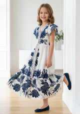 Girls' Printed Cotton dress V-Neck - Yamira