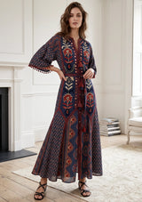 ibBan Women’s Printed Cotton  Long Dress One Size -Shyana