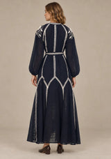 ibBan Floral Embroidered Cotton Long Dress - Johri