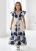 Girls' Printed Cotton dress V-Neck - Yamira