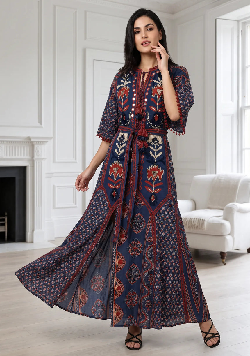 ibBan Women’s Printed Cotton  Long Dress One Size -Shyana