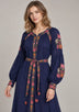 ibBan Floral Cotton Long Dress wint Hand Embroidery - Zayra
