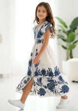 Girls' Printed Cotton dress V-Neck - Yamira