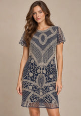 ibBan Party Midi Dress with Hand Beadwork & Fringe - Darya