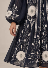 ibBan Floral Embroidered Cotton Long Dress - Johri