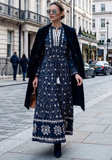 ibBan Hand Embroidered Winter Tunic Dress | Luxury Bohemian Elegance - Melida