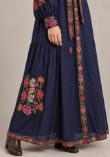 ibBan Floral Cotton Long Dress wint Hand Embroidery - Zayra