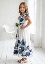 Girls' Printed Cotton dress V-Neck - Yamira