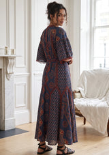 ibBan Women’s Printed Cotton  Long Dress One Size -Shyana