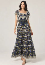 ibBan Floral Cotton Georgette Long Dress - Kausar