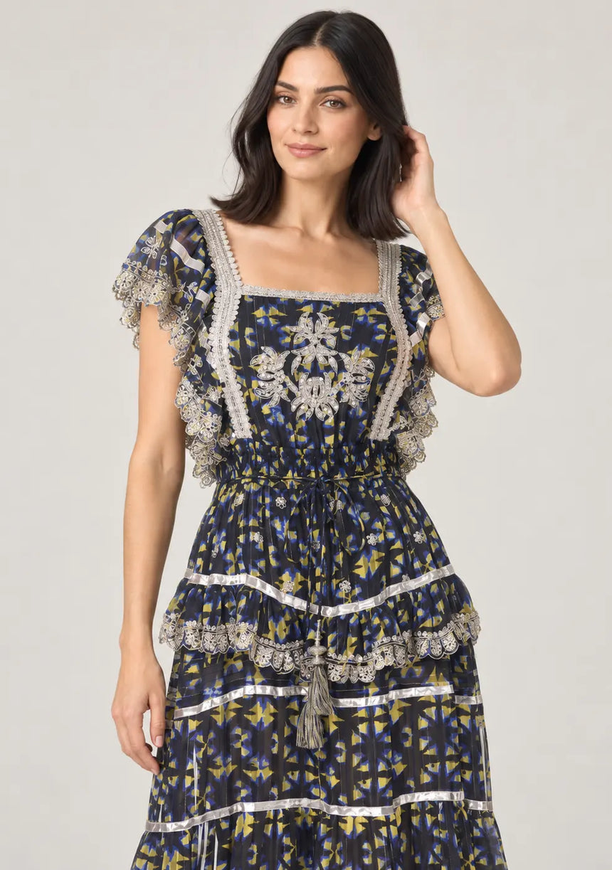 ibBan Floral Cotton Georgette Long Dress - Kausar
