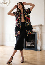 ibBan Women's Luxury Hand Embroidered Winter Vest Coat - Sanya Vest Coat