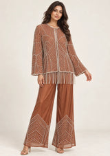 ibBan Women’s  Beaded Jacket and Pant Set - Zarina