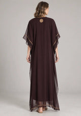 ibBan Women’s Hand Embroidered Georgette Kaftan Dress -Zarnish