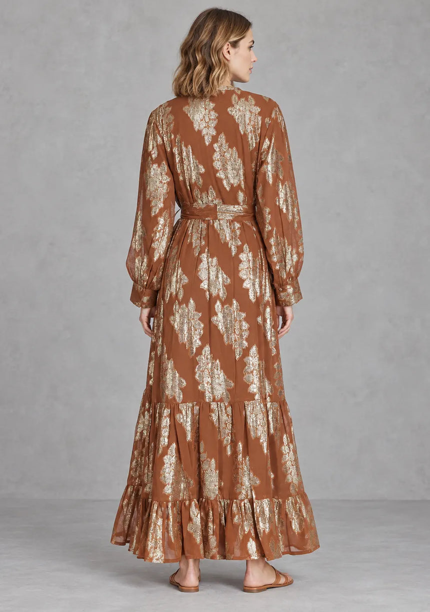ibBan Embellished Lurex Long Dress with Metallic - Varsha
