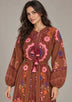 ibBanEmbroidered Cotton Maxi Dress with Tassel Tie - Hami