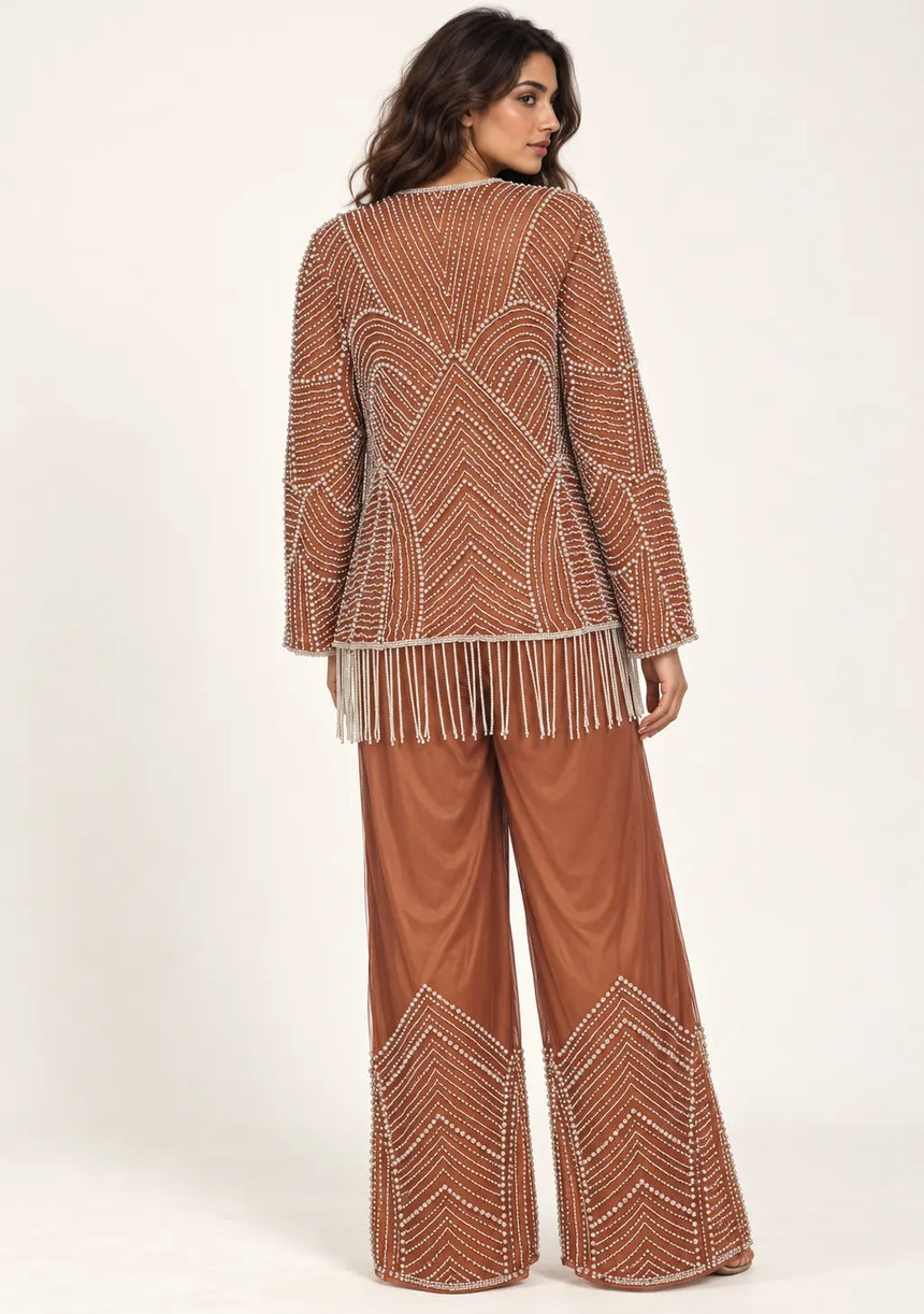ibBan Women’s  Beaded Jacket and Pant Set - Zarina