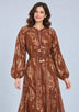 ibBan Floral Lurex Cotton Long Dress - Mavi