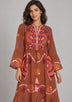 ibBan Embroidered Cotton Long Tunic Dress with Tassel Tie - Sara