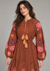 ibBan Floral Embroidered Cotton Maxi Dress with Tassel Tie - Gypsy