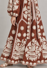 ibBan Floral Print Cotton Maxi Dress with Tassel Tie - Ayat