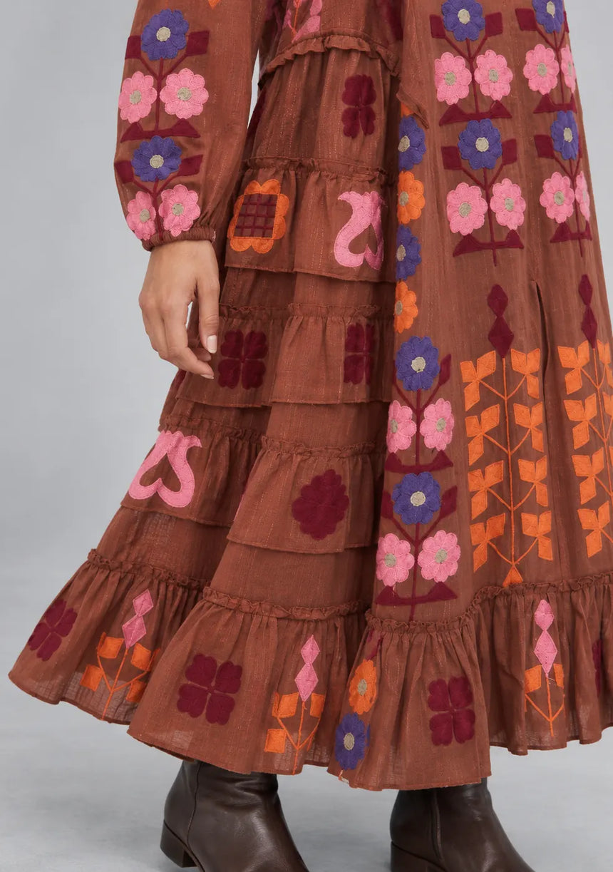 ibBan Printed Cotton Maxi Dress with Ruffle Details - Zara