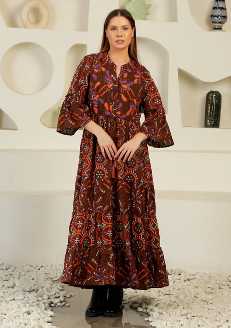 ibBan Cotton Schiffli Embroidered Long Tunic Dress - Brsa