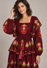 ibBan Printed Cotton Long Dress with Ruffle - Sona