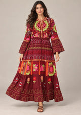 ibBan Embroidered Cotton Long Tunic with Tassel Tie - Hami