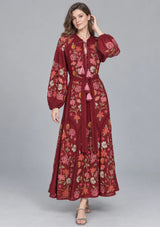 ibBan Floral Embroidered Maxi Dress with Tassel - Ravila