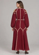 ibBan Floral Embroidered Cotton Long Dress - Johri