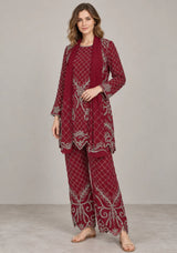 ibBan Women’s Georgette Embroidered Suit Set - Kaira
