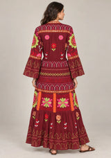 ibBan Embroidered Cotton Long Tunic with Tassel Tie - Hami